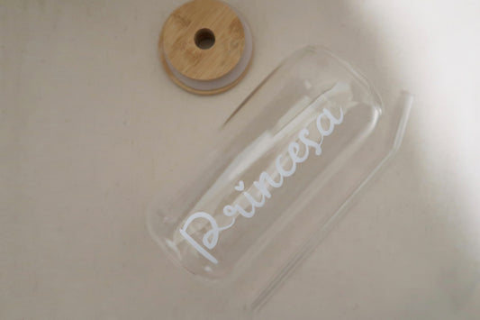 Princesa personalized glass can 