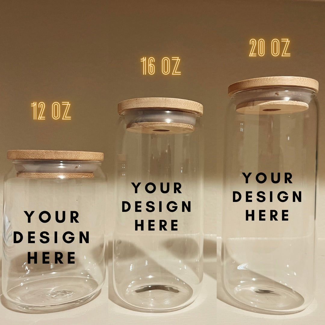 different sized glass cans